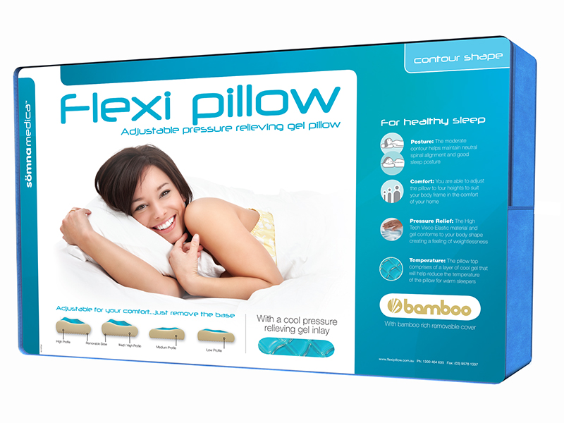 Flexi Gel Adjustable Contoured Memory Foam Pillow Cooling Gel Top