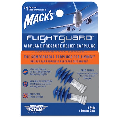 Mack's Flightguard Airplane Pressure Relief Reusable Ear Plugs 