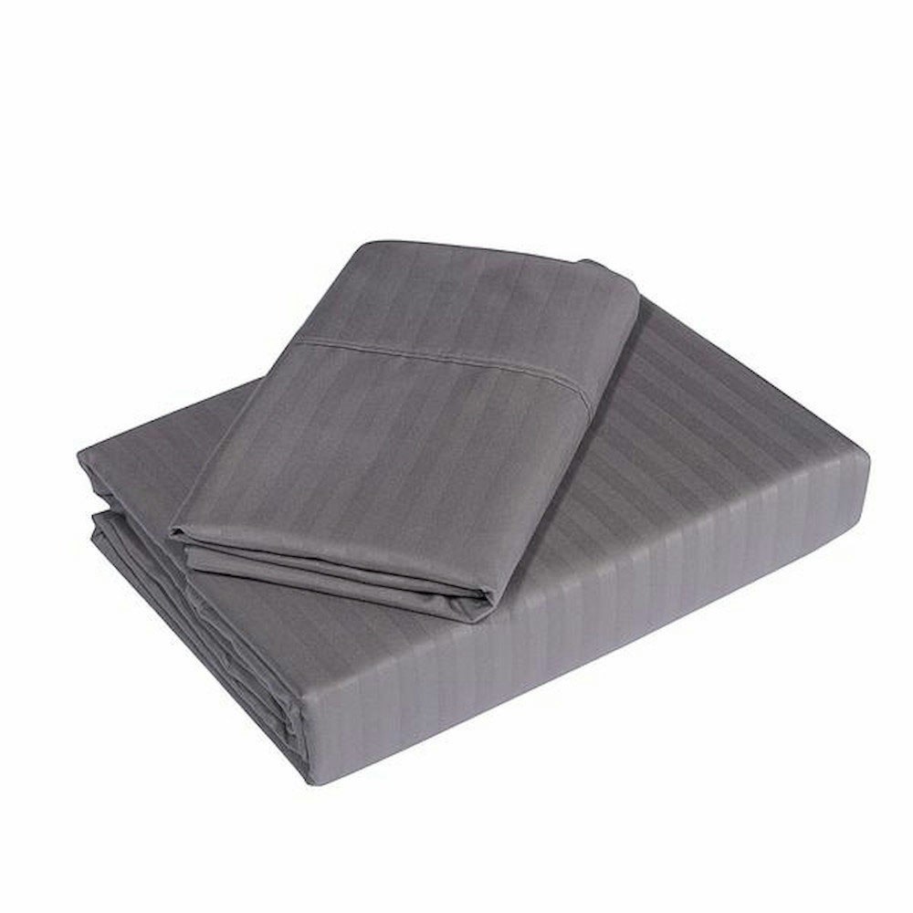 Royal Comfort Blended Bamboo Sheet Set with Stripes - Queen Silver Folded