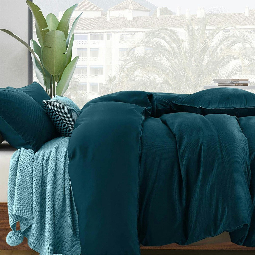 Royal Comfort Velvet Corduroy Quilt Cover Set Forest Green 2