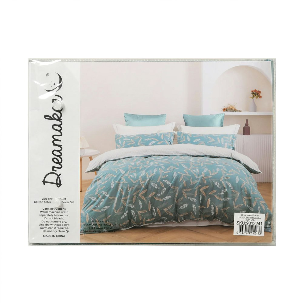 Dreamaker Foxtail 100% Cotton Reversible Quilt Cover Set