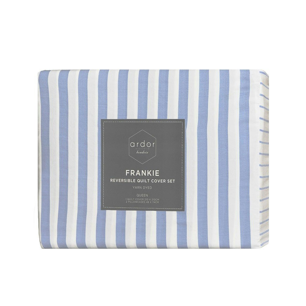 Ardor Boudoir Frankie Stripe Quilt Cover Set Blue 2