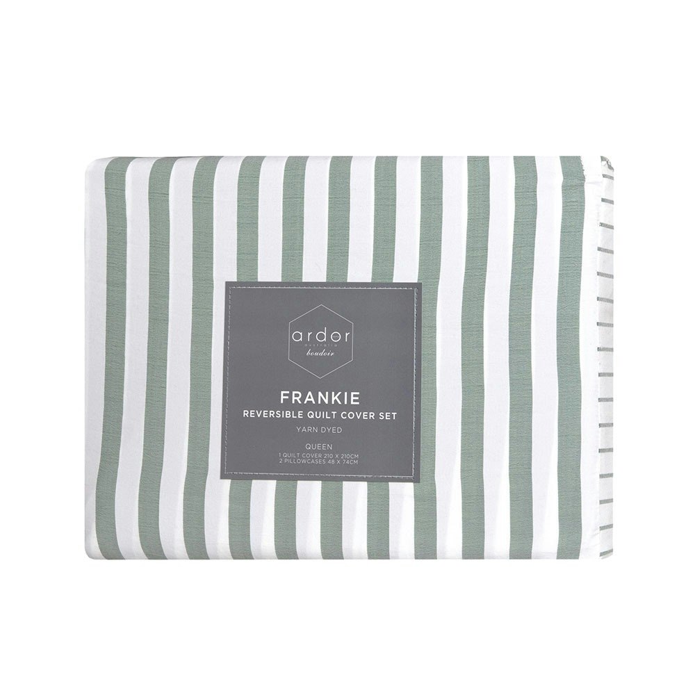 Ardor Boudoir Frankie Stripe Quilt Cover Set Sage 2