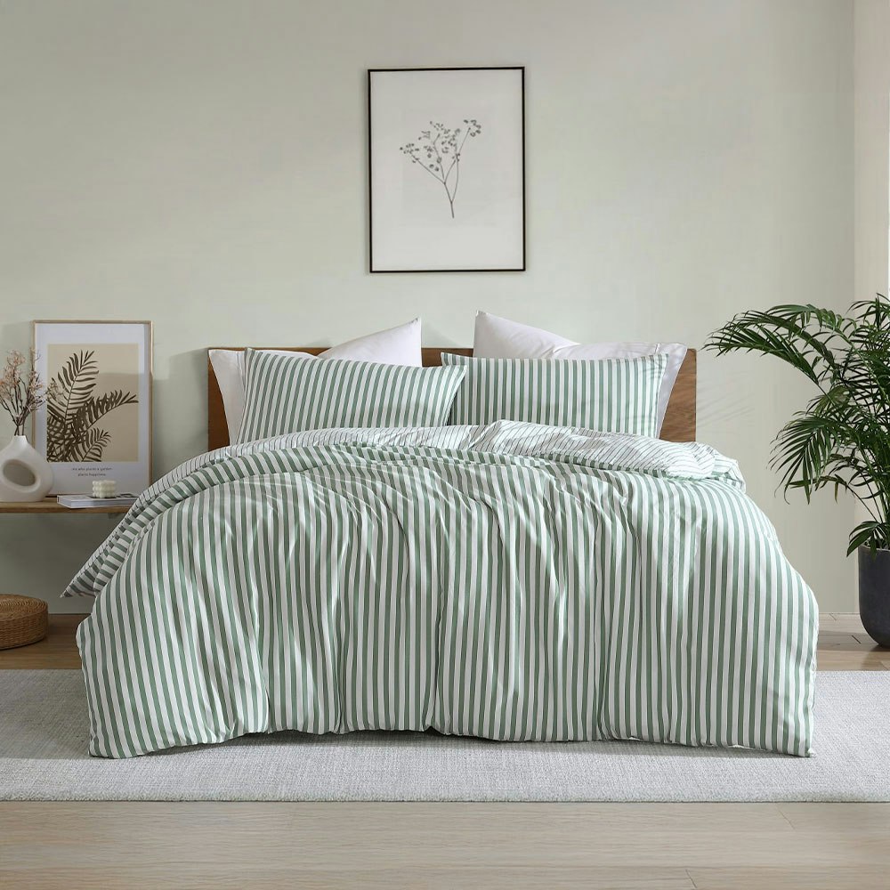 Ardor Boudoir Frankie Stripe Quilt Cover Set Sage