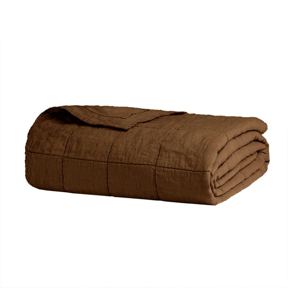 Bambury French Flax Linen Quilted Coverlet Hazel