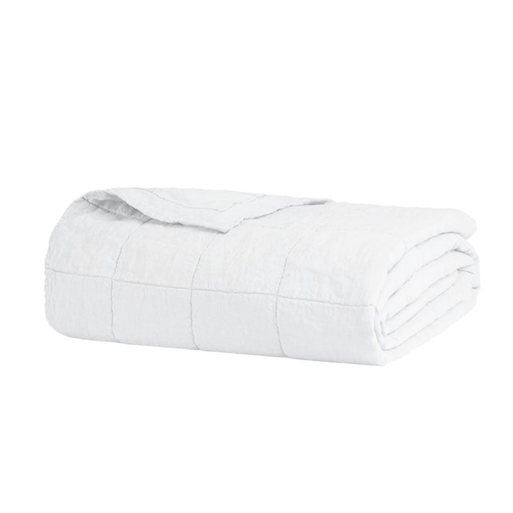 Bambury French Flax Linen Quilted Coverlet Ivory