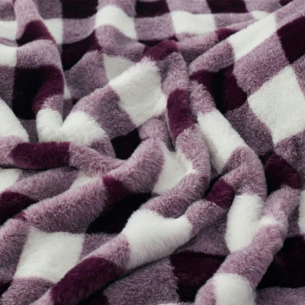 Dreamaker Gingham Plush Reversible Heated Throw Blanket
