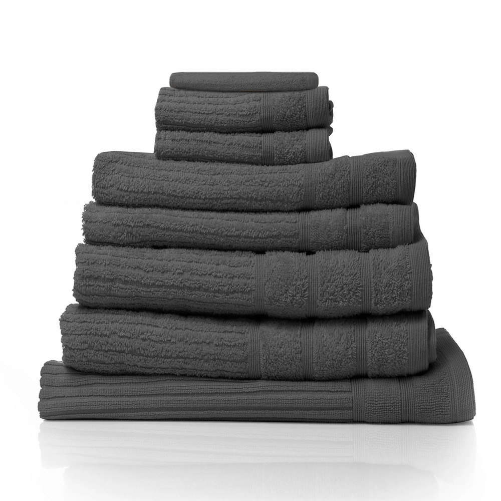 Royal Comfort 8 Piece Eden Luxury Cotton Bath Towel Set Granite