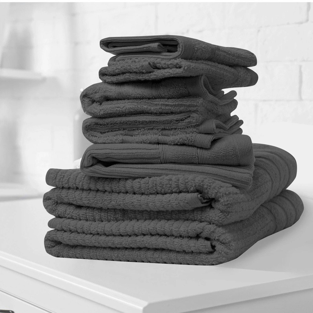 Royal Comfort 8 Piece Eden Luxury Cotton Bath Towel Set Granite