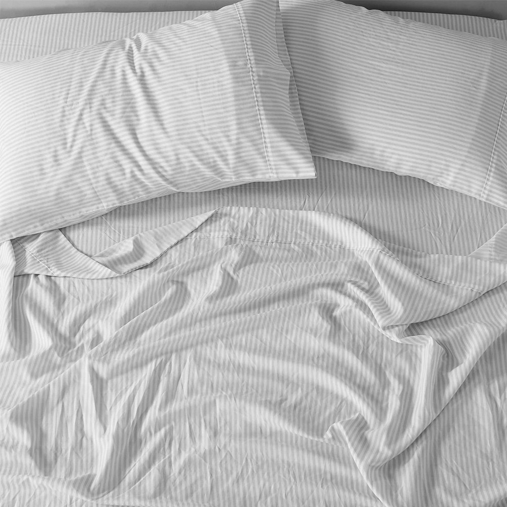 Royal Comfort Luxury Striped Linen Quilt Cover Set Grey