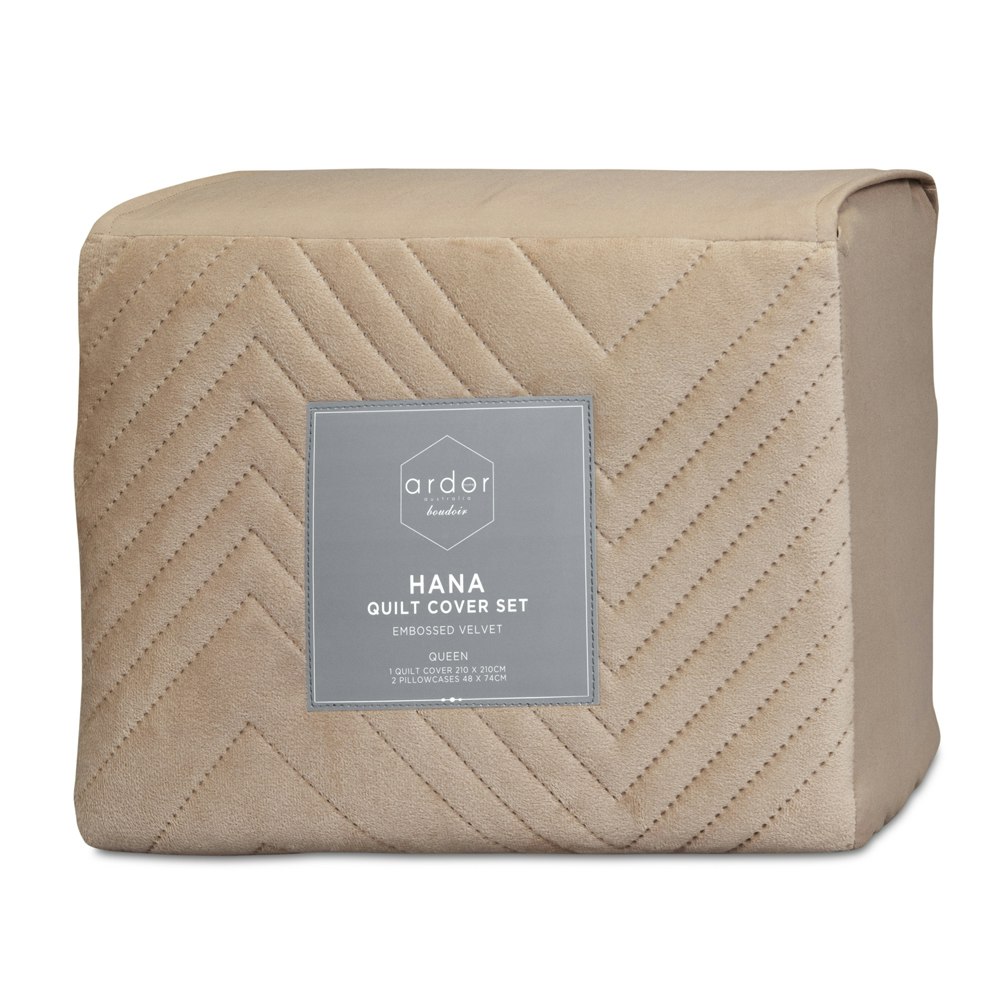 Ardor Boudoir Hana Embossed Velvet Quilt Cover Set Champagne