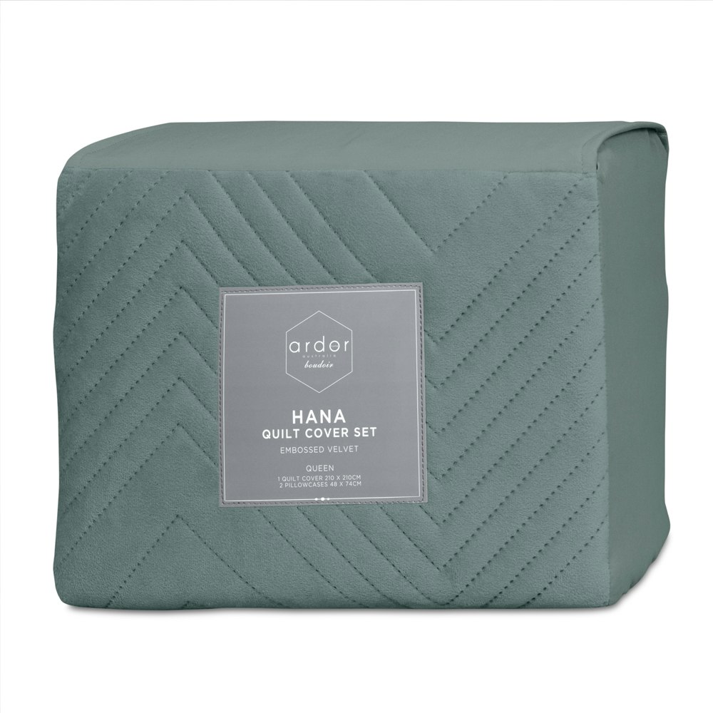 Ardor Boudoir Hana Embossed Velvet Quilt Cover Set Stormy Sea