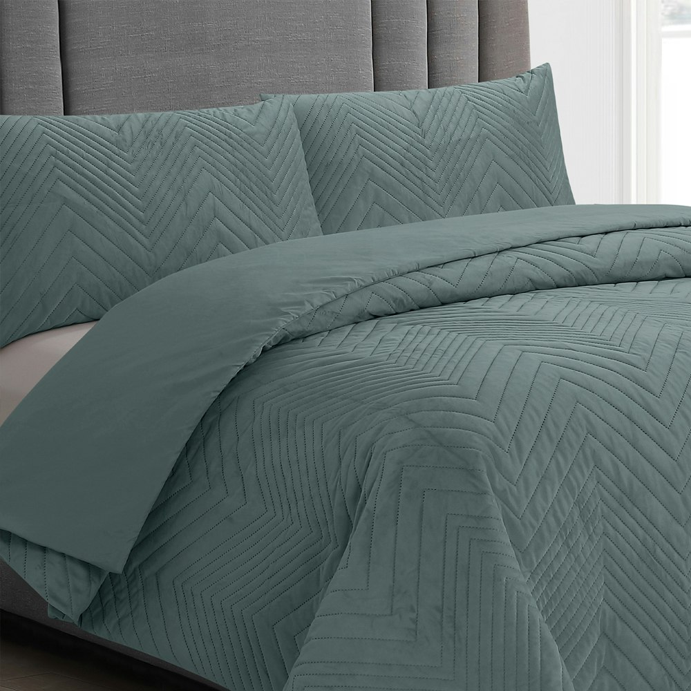 Ardor Boudoir Hana Embossed Velvet Quilt Cover Set Stormy Sea