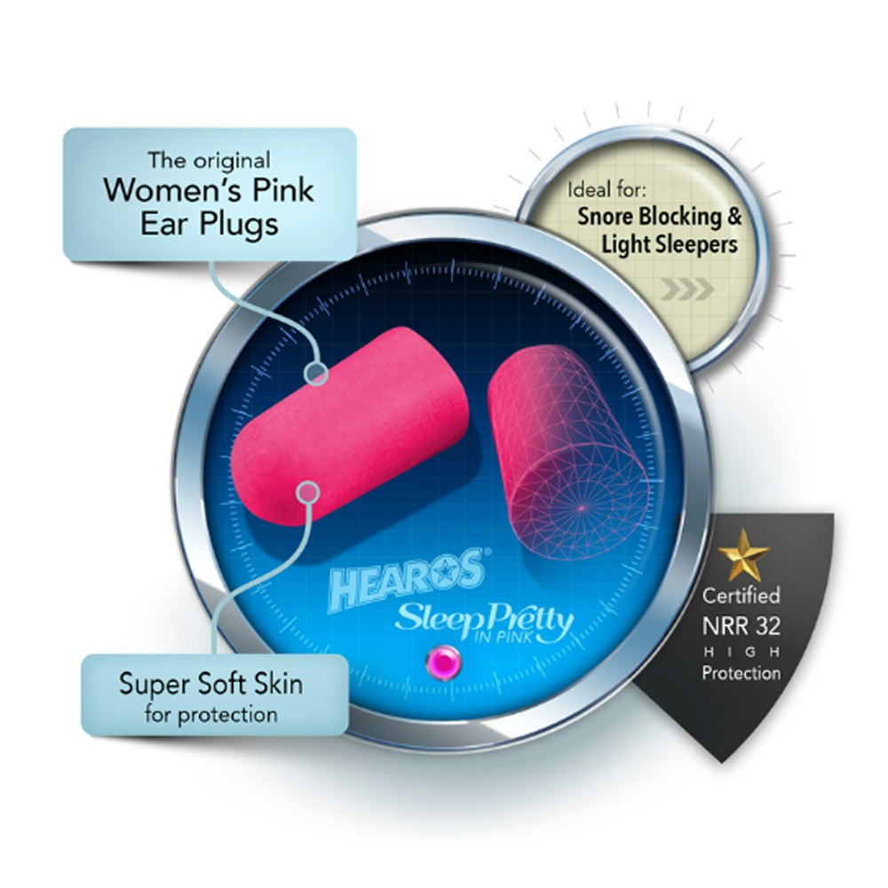 Hearos Sleep Pretty In Pink Foam Ear Plugs Features