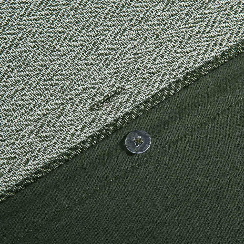 Dreamaker Herringbone 100% Cotton Quilt Cover Set Olive