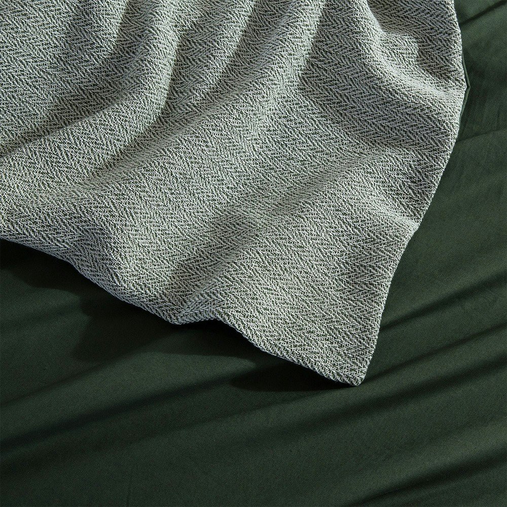 Dreamaker Herringbone 100% Cotton Quilt Cover Set Olive