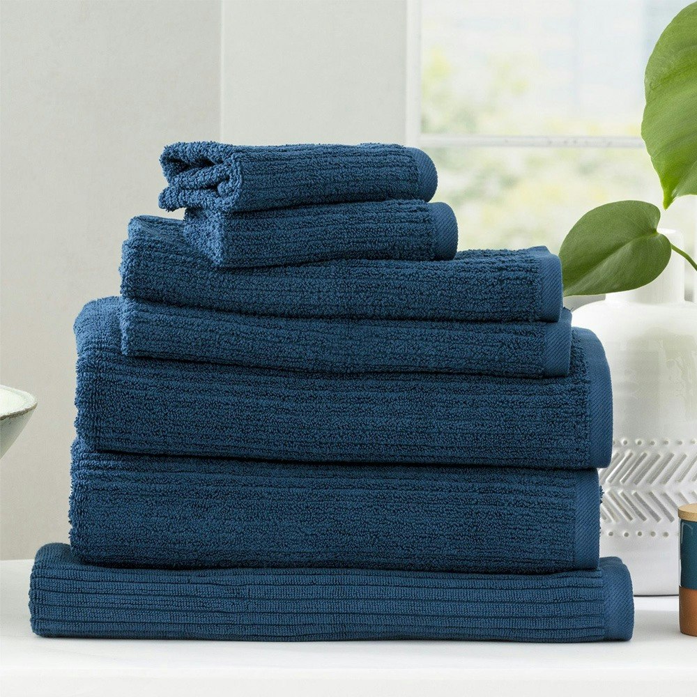 Renee Taylor Cobblestone Cotton Ribbed Bath Towels Ink