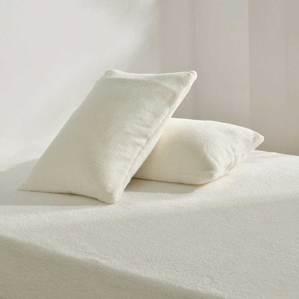 Dreamaker Jasper Teddy Fleece Combo Fitted Sheet Set Snow