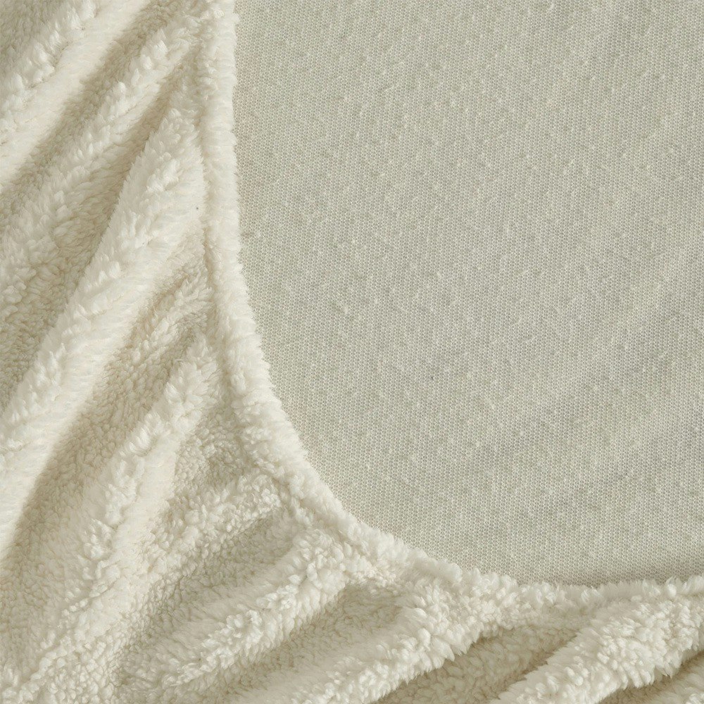 Dreamaker Jasper Teddy Fleece Combo Fitted Sheet Set Snow