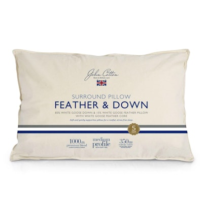 John Cotton Supreme Luxury 85% White Goose Down & Feather Pillow Packaging