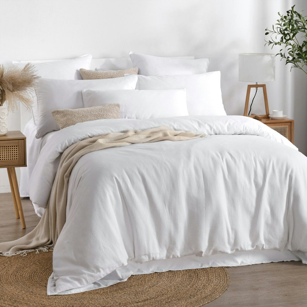 Dreamaker Justine Cotton Waffle Quilt Cover Set