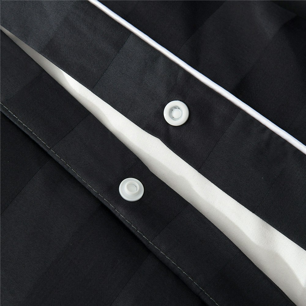 Dreamaker Kensington 600TC 100% Cotton Jacquard Stripe Quilt Cover Set Charcoal