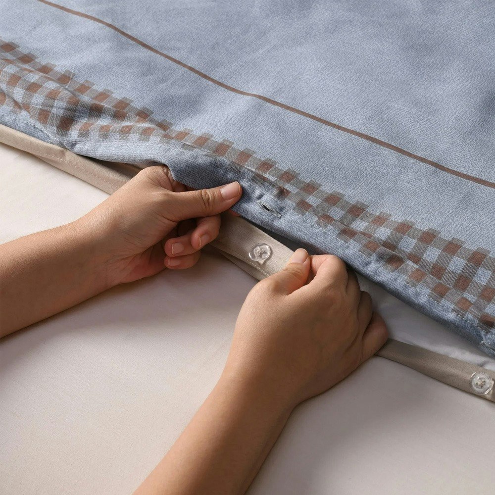 Dreamaker Kumiko 100% Cotton Reversible Quilt Cover Set Blue