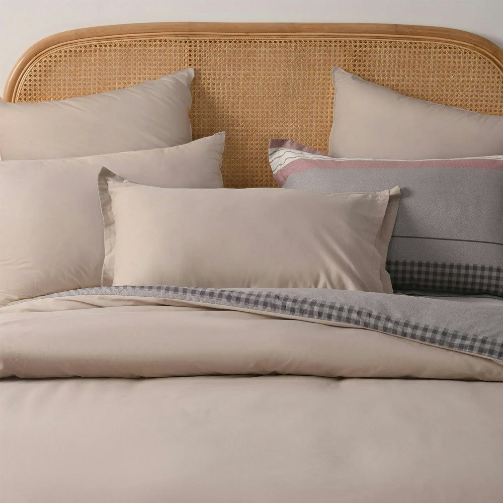 Dreamaker Kumiko 100% Cotton Reversible Quilt Cover Set Grey