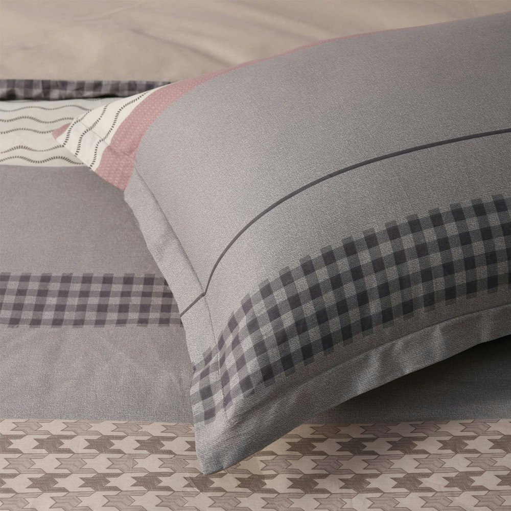 Dreamaker Kumiko 100% Cotton Reversible Quilt Cover Set Grey