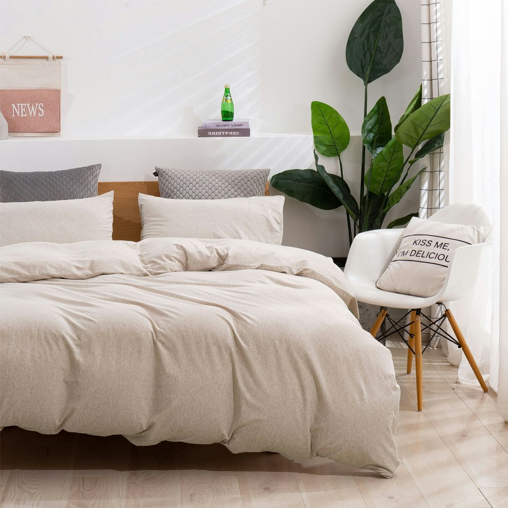 Dreamaker Latte Cotton Jersey Quilt Cover Set