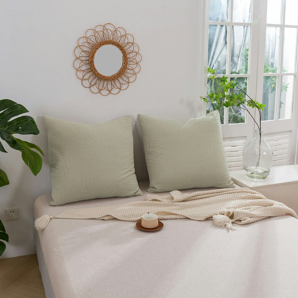 Dreamaker Leafy Jacquard 100% Cotton European Pillowcase