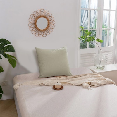 Dreamaker Leafy Jacquard 100% Cotton European Pillowcase Sage