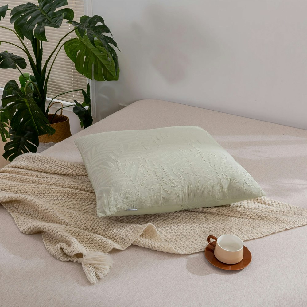 Dreamaker Leafy Jacquard 100% Cotton European Pillowcase