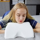 SleepLabs Arm Arch Contoured Memory Foam Pillow with Pillowcase Lifestlye Image