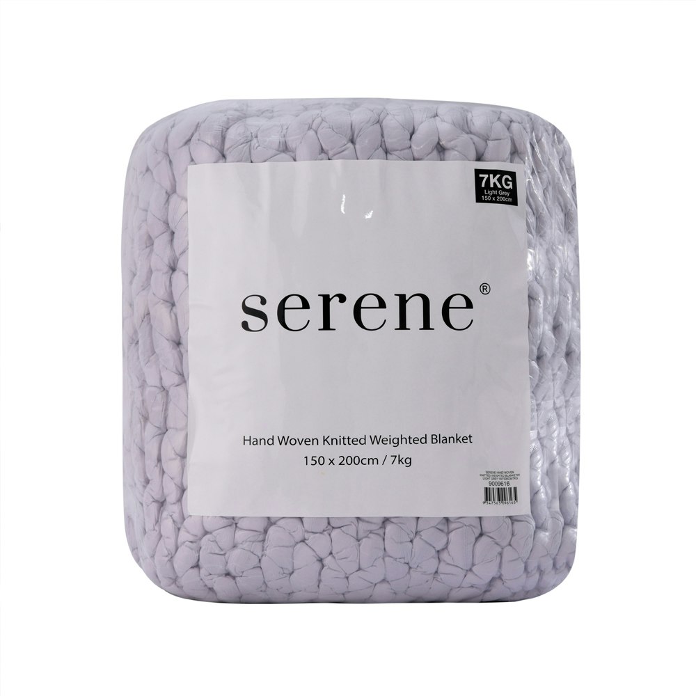 Serene Hand Woven Chunky Knit Calming Weighted Blanket Light Grey