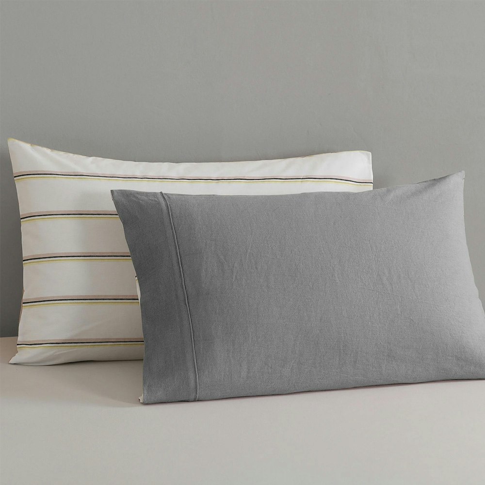 Royal Comfort Hemp Braid Reversible Stripe Quilt Cover Set Light Grey