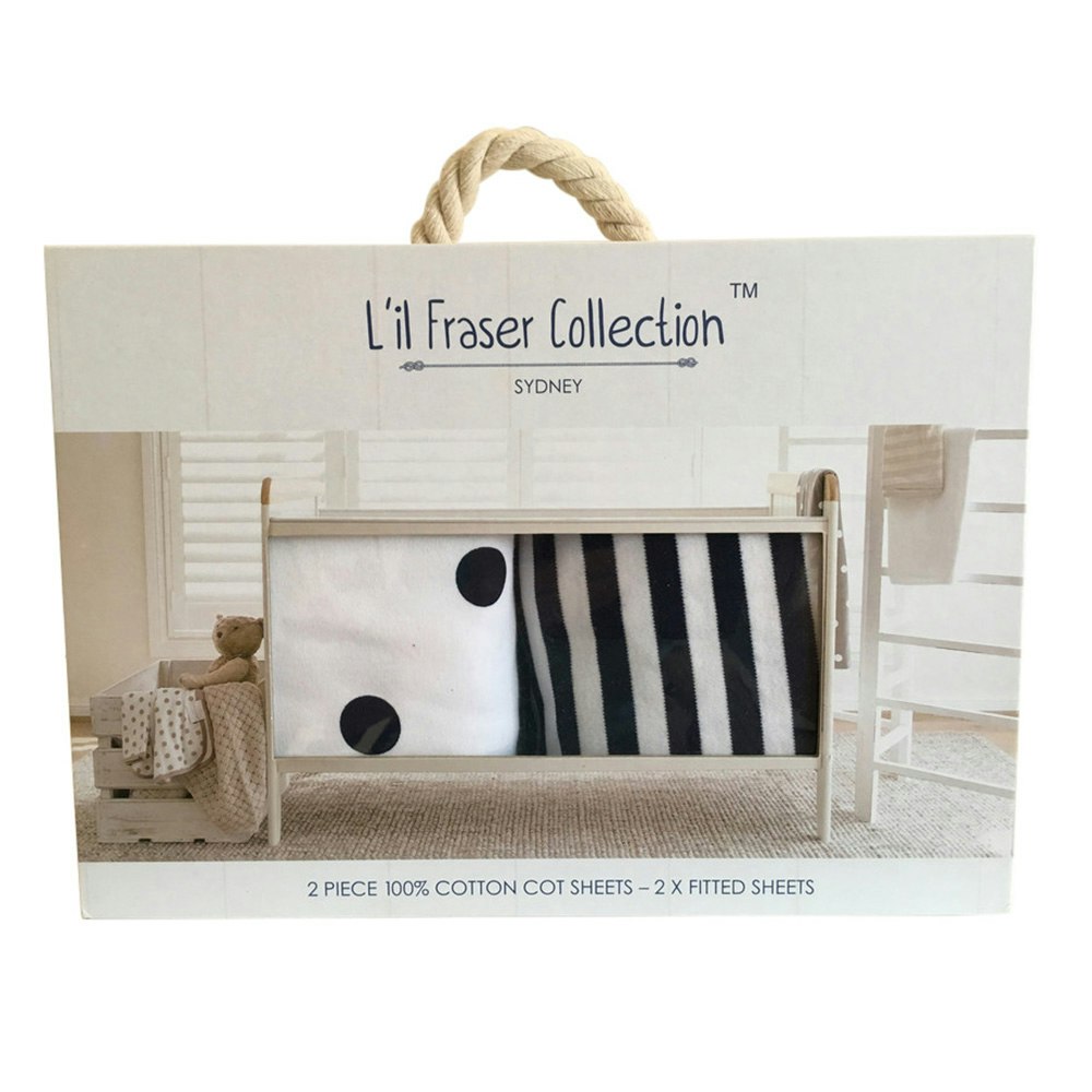 Lil Fraser Collection 2 Piece Baby Fitted Cot Sheet Set Gift Box