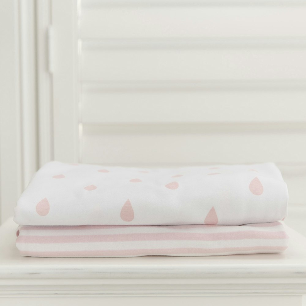 Lil Fraser Collection 2 Piece Baby Fitted Cot Sheet Set Drop Stripe