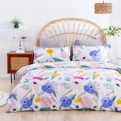 Dreamaker Cotton Printed Lily Purple Quilt Cover Set