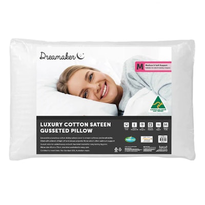 Dreamaker Luxury Cotton Sateen Gusseted Pillow
