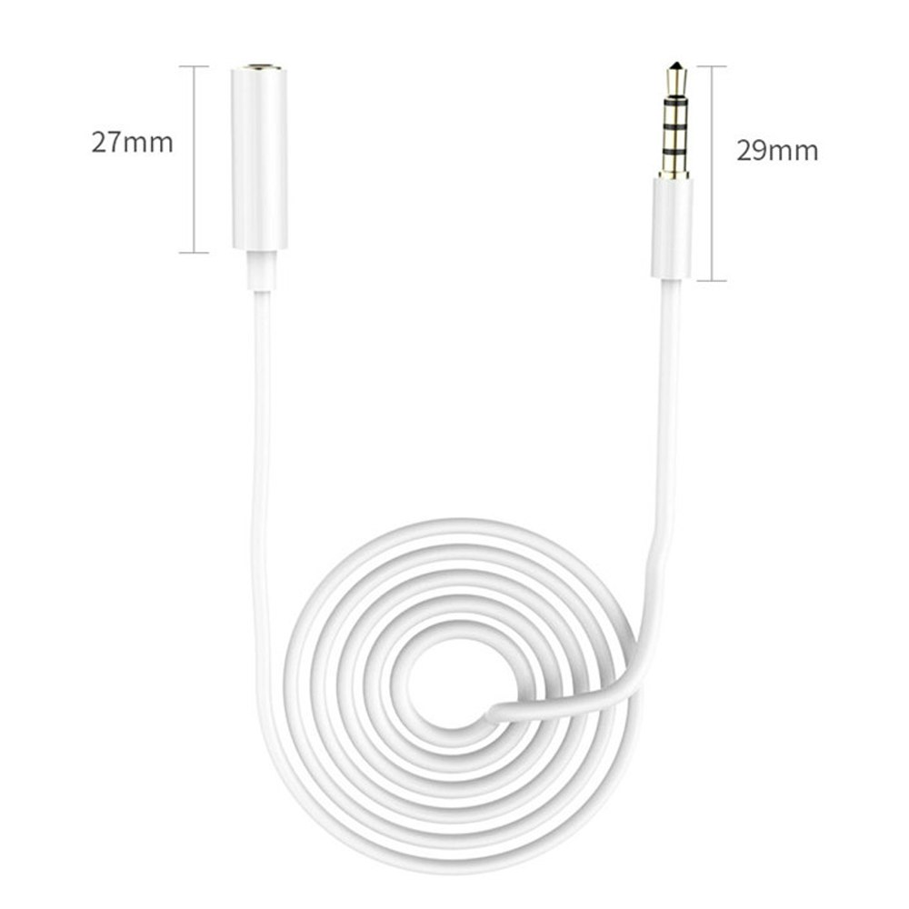 3.5mm Male to Female White Audio Extension Cable 1m Measurements