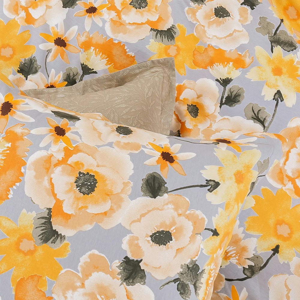 Dreamaker Marigold 100% Cotton Reversible Quilt Cover Set
