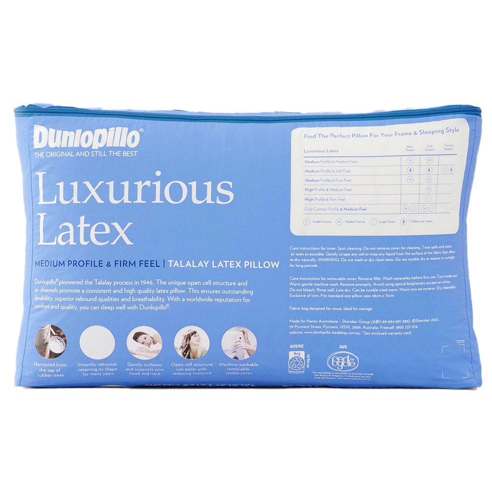 Dunlopillo Luxurious Latex Pillow Medium Profile and Firm Feel