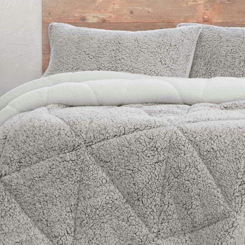 Ardor Boudoir Melange Sherpa Comforter Set Ash