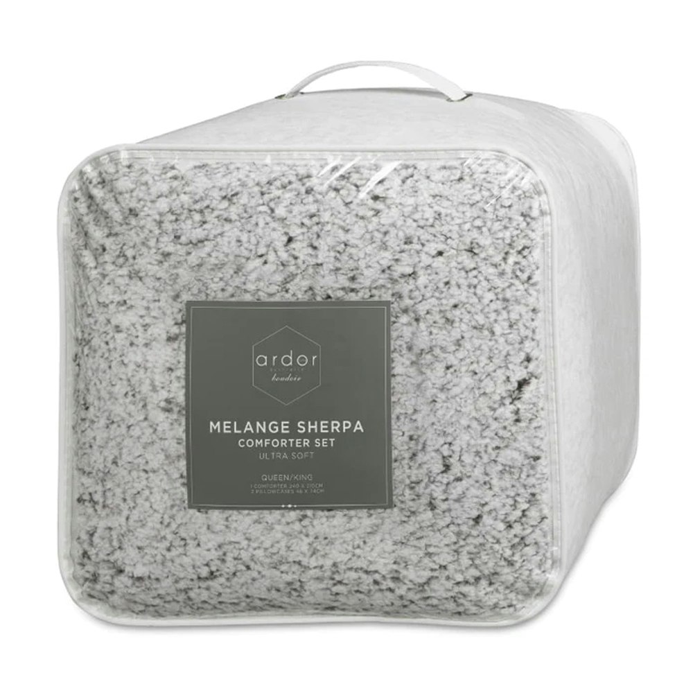 Ardor Boudoir Melange Sherpa Comforter Set Ash