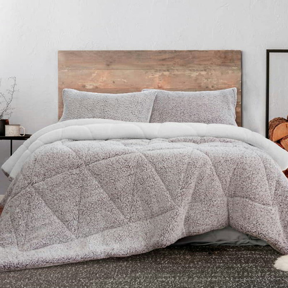 Ardor Boudoir Melange Sherpa Comforter Set Plum