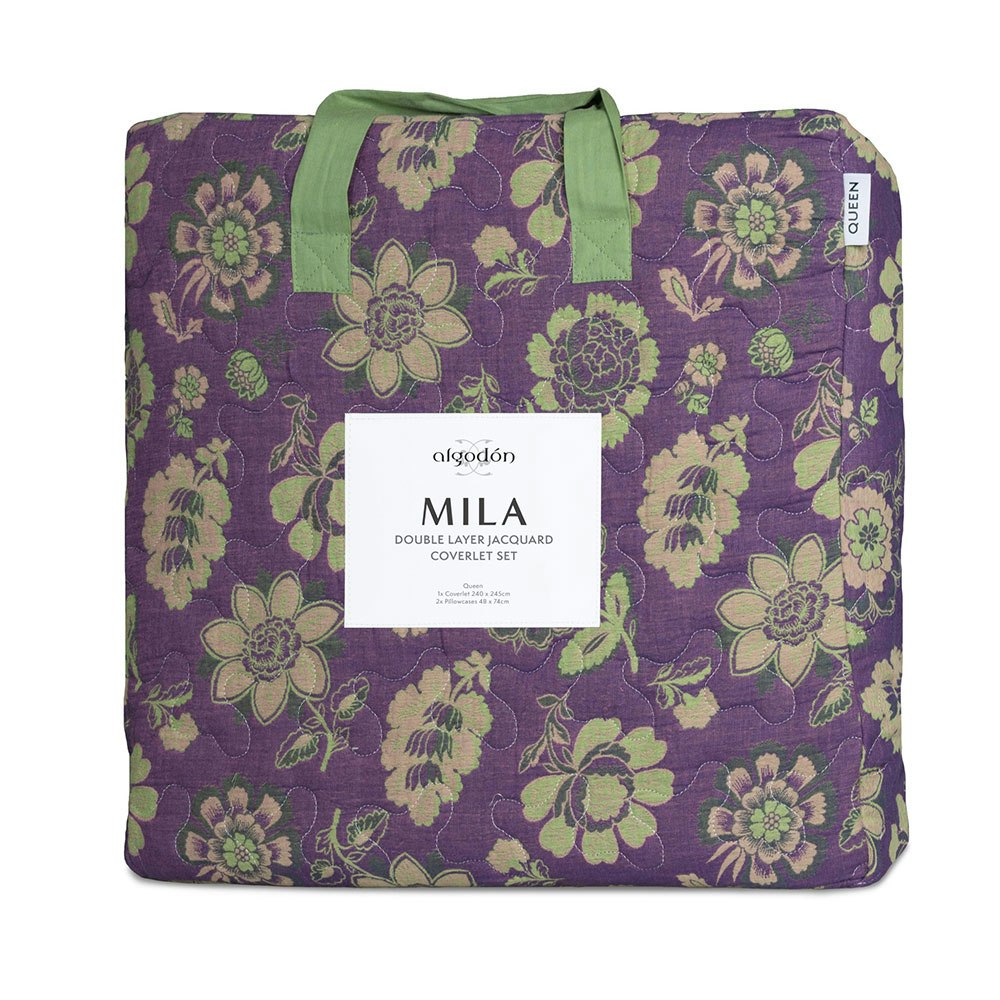 Algodon Mila Double Layered Jacquard Cotton Coverlet Set Packaging