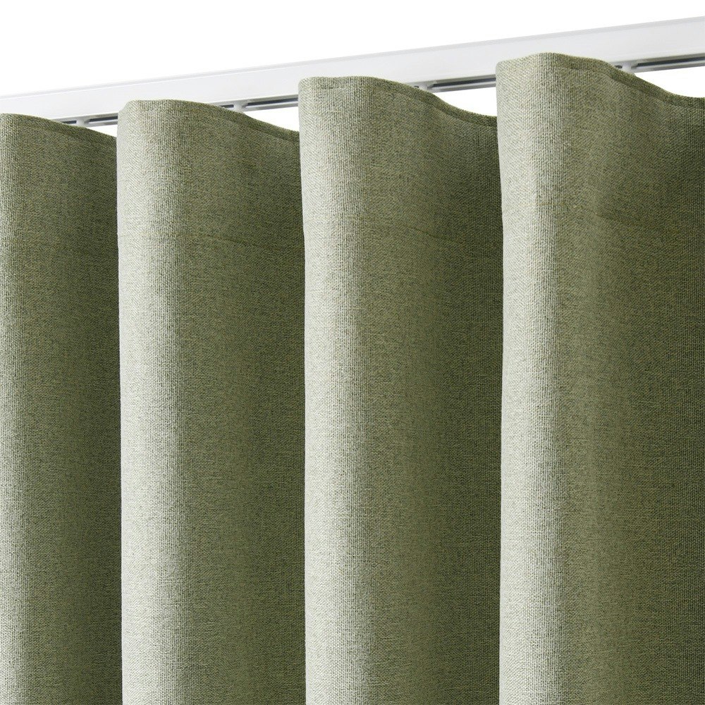 Cadence and Co. Bennett Faux Linen S-Fold Curtain Moss 2