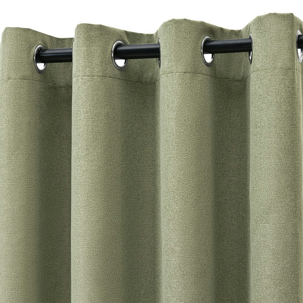 Cadence & Co. Bennett Faux Linen Eyelet Curtain Twin Pack Moss 2