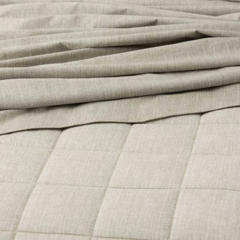 Park Avenue Paradis Washed Chambray Quilted Quilt Cover Set Muddy Taupe